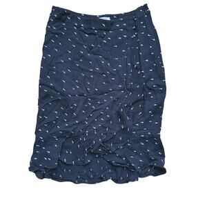 Womens Chiffon Polka Dot Dash Ruffle Midi Skirt Size 4 Black Preppy Cottagecore